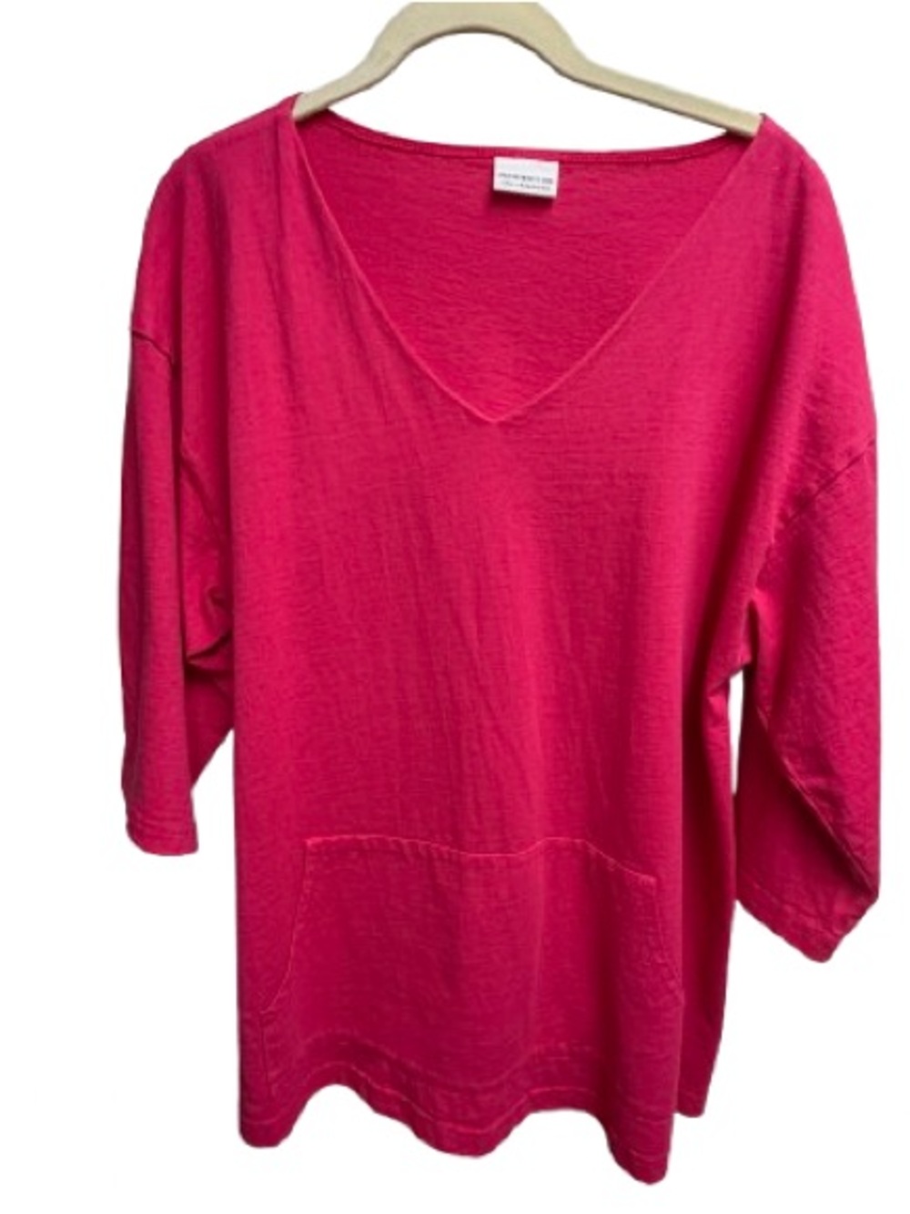 Bright Fuschia Pink PacifiCotton by Bryn Walker V-Neck Tunic Top Size M